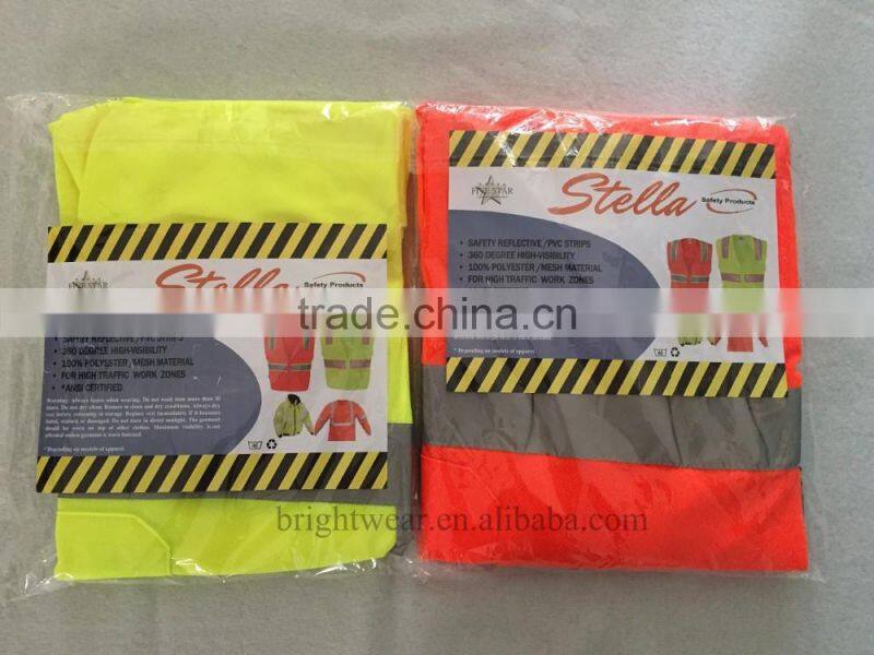 HV orange long sleeve sew-on reflective tape ANSI manufacturer security T-shirt