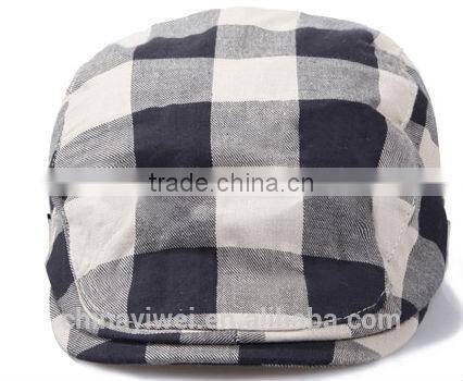 simple plaid beret cap for men