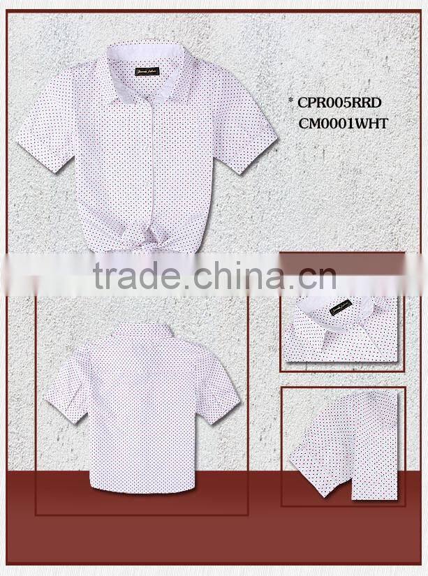 2016 trendy new style girls shirts spolk dotted fashionable shirts for girls