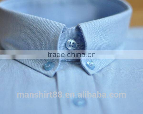 2017 new design cotton light blue button down oxford dress shirt for men