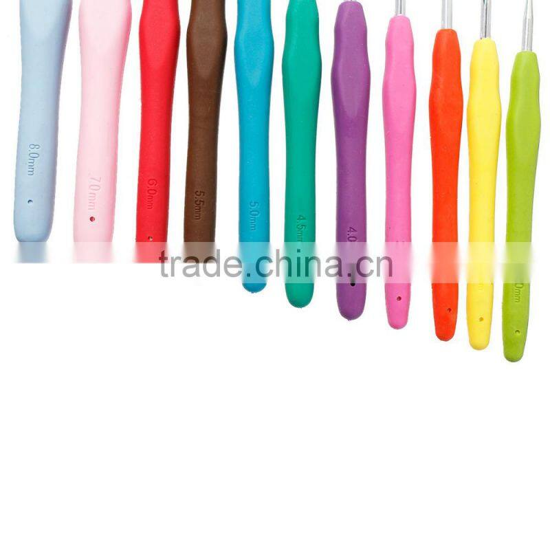 Hot Fashion Custom Logo Accepted 11PCs Aluminum TPR Crochet Hooks Set