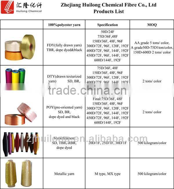 Dope dyed Polyester dty yarn(polyester textured yarn)