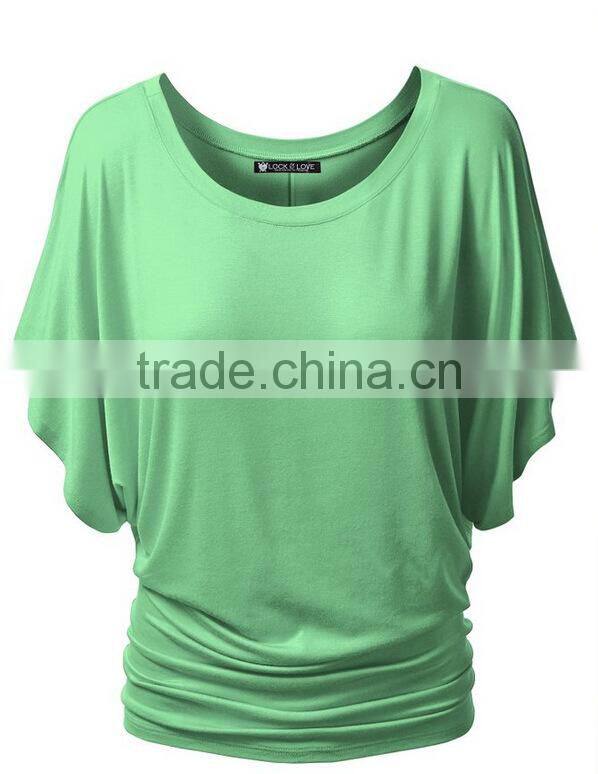 women shirt summer short batwing sleeve solid female tops S6310012