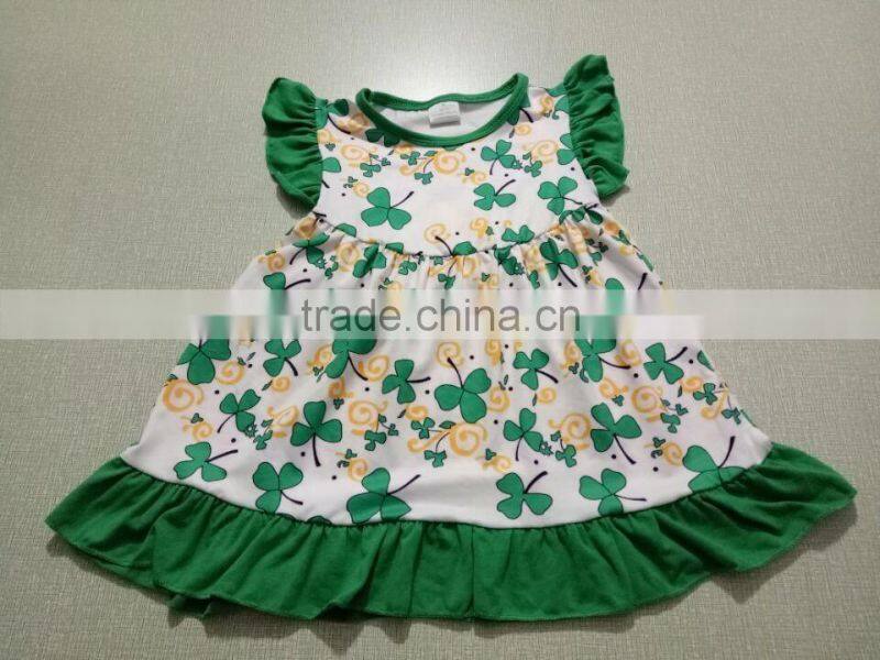 Wholesale four leaf clover pattern baby girl dresses spring/summer simple design party dress child frocks