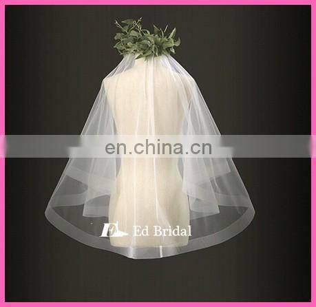 Unique Horsehair Trim One Layer Soft Tulle Fabric Short Wholesale Bridal Veil