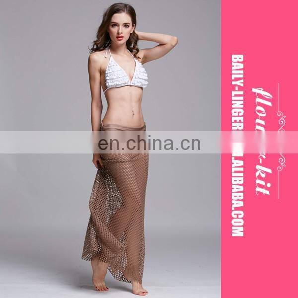 Accept OEM service latest design halter crochet white summer long beach dress