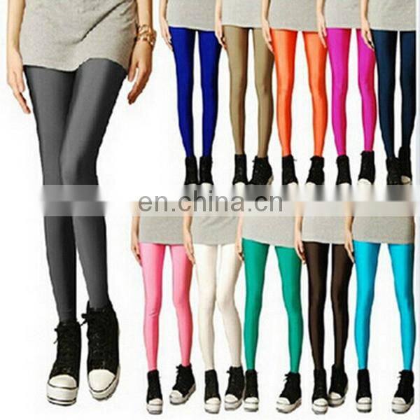 Multi Colors Pure Color Fluorescent Leggings For Ladies Trendy Leggings
