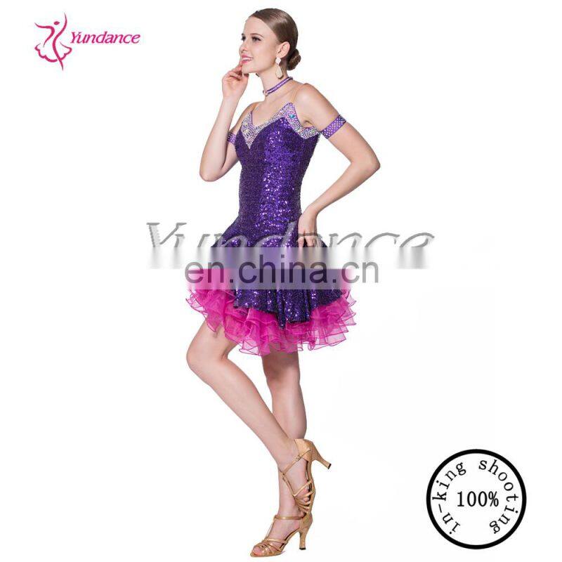 Kids Glitter Yundance Bling Bling Latin Dance Dresses 2016 L-14124