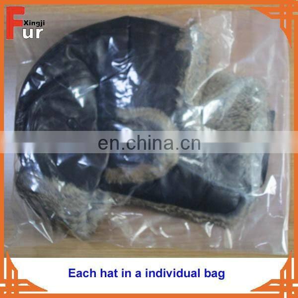 Real rabbit fur with sheep leather hat