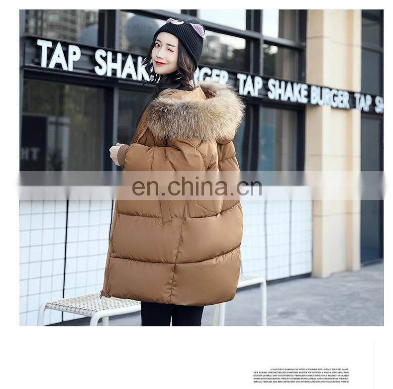 2017 new winter Korean loose large size thick plush cotton in the long section of large fur collar jacket