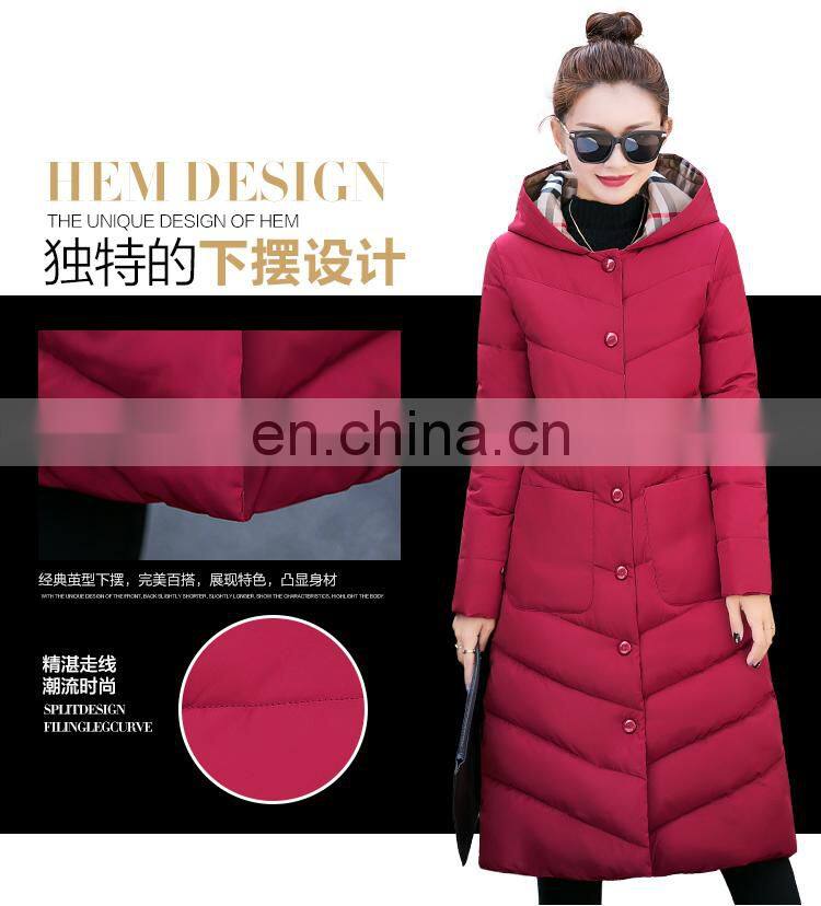 S1002 New long section of the knee Slim was thin hooded large fashion warm down jacket cotton jacket S1002