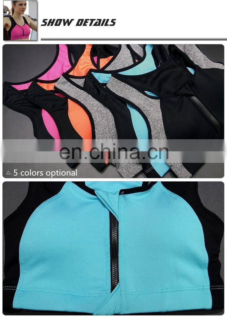 5 color zipper high quality custom sublimation professional sports bra#804