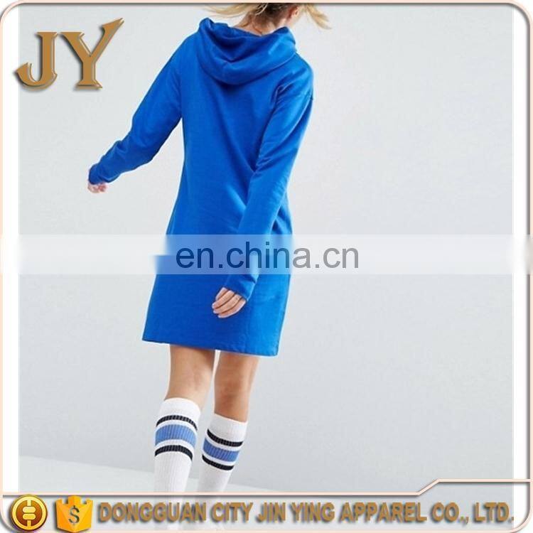 Dongguan apparel factory OEM design plan women long style cotton hoodies shirts dresses jersey dresses