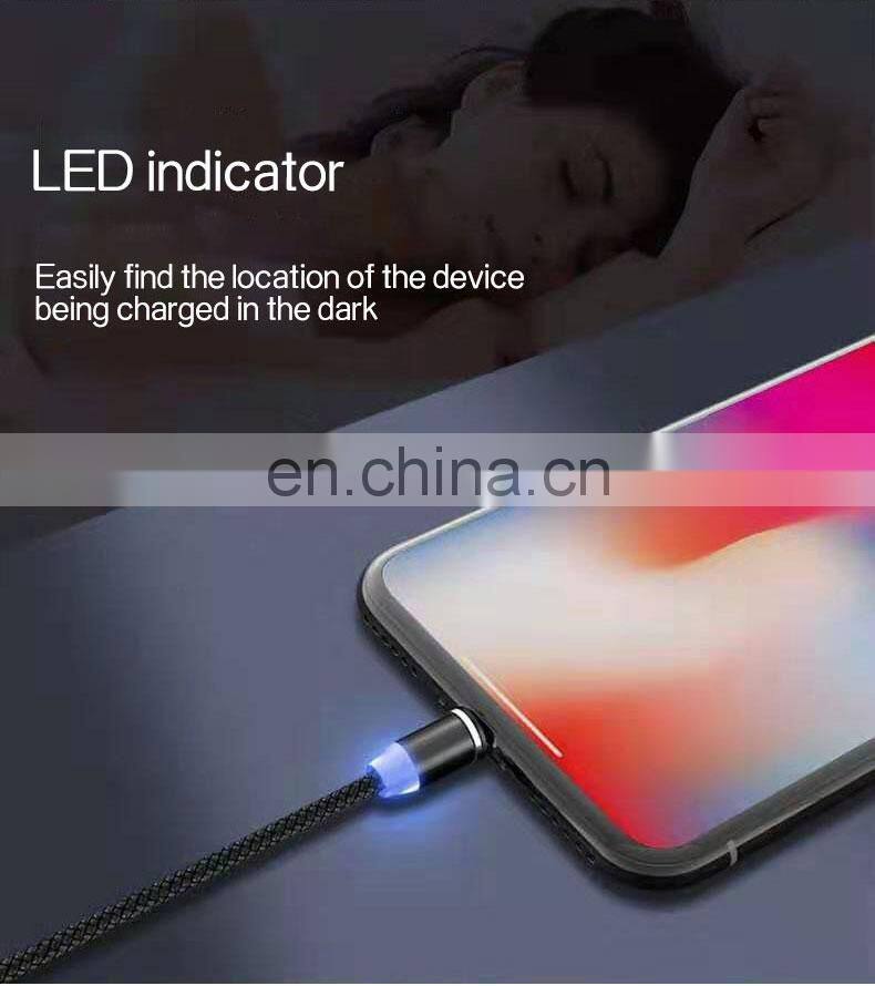 Flowing Light Led Magnetic Charging Cable Micro Usb Type C Magnet Usb Cable Streamer Phone Charger Cable For Iphone