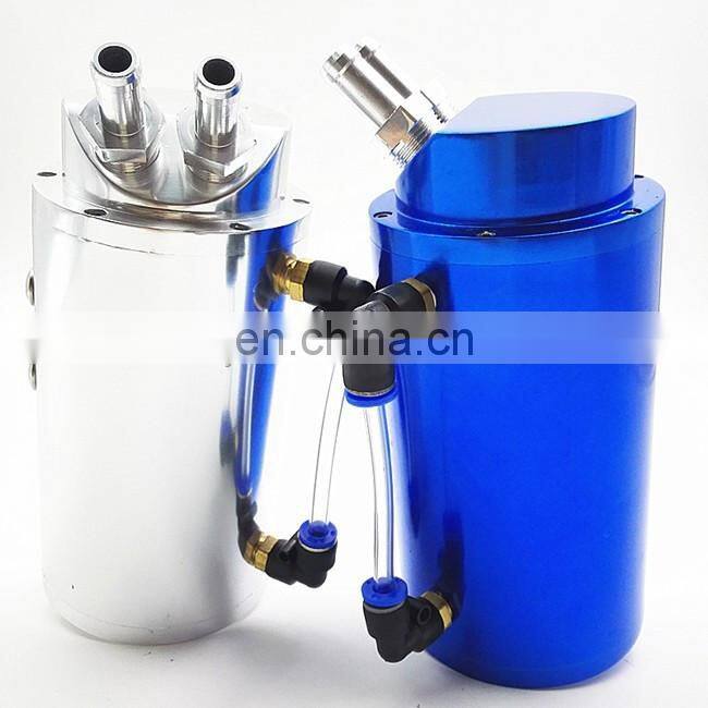 Blue Universal Engine Oil Catch Tank Reservoir Breather Kit Can Tank Aluminum