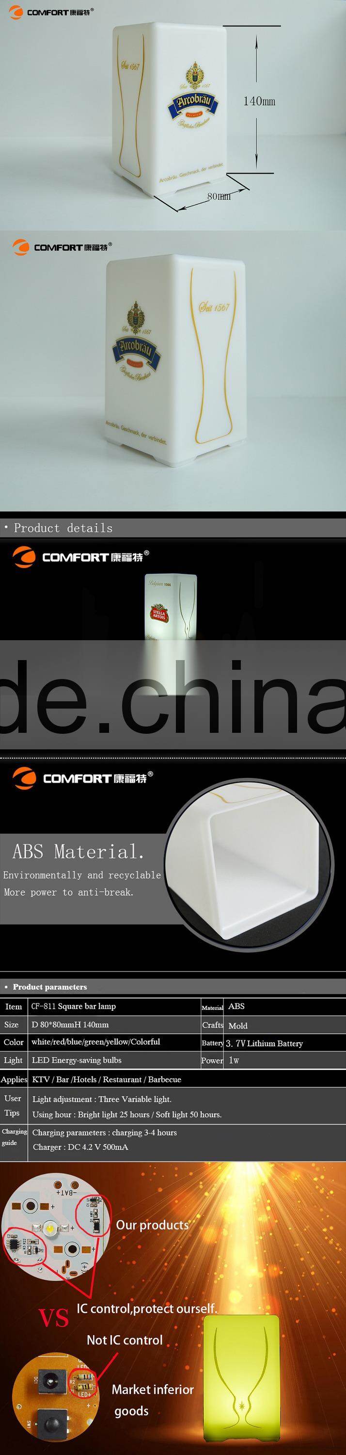 Recharging clolorful square bar table lamp