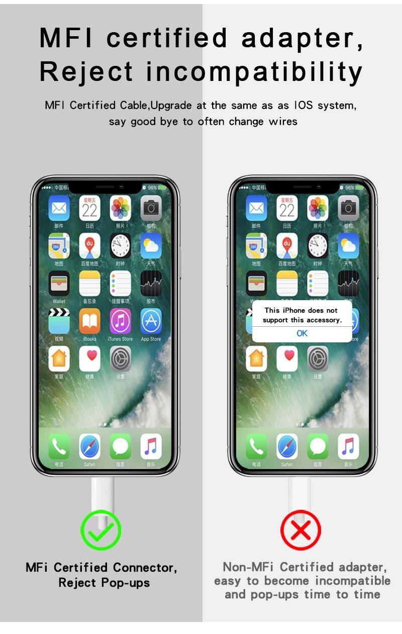 Usb-c to lightening mfi original cable for iphone mfi certified fast charging for iphone ipad mac ipod airpods