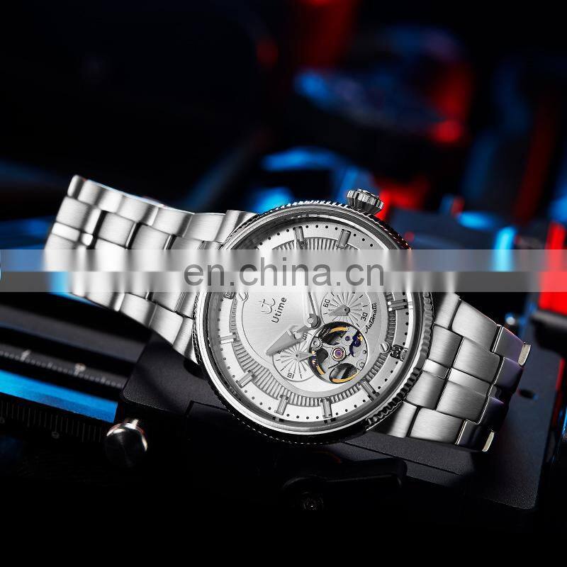 Utime 316L Automatic Watch For Man See-through Caseback Water Resistant Waterpoof Mechanical Watches U0045G Relogio Masculino
