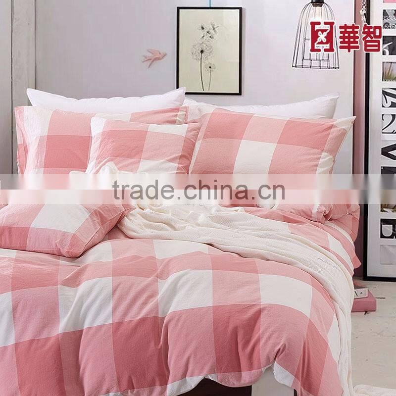 Plaid home/Hotel use bed Linen, 100% Linen cotton bedding sets with pillow shams