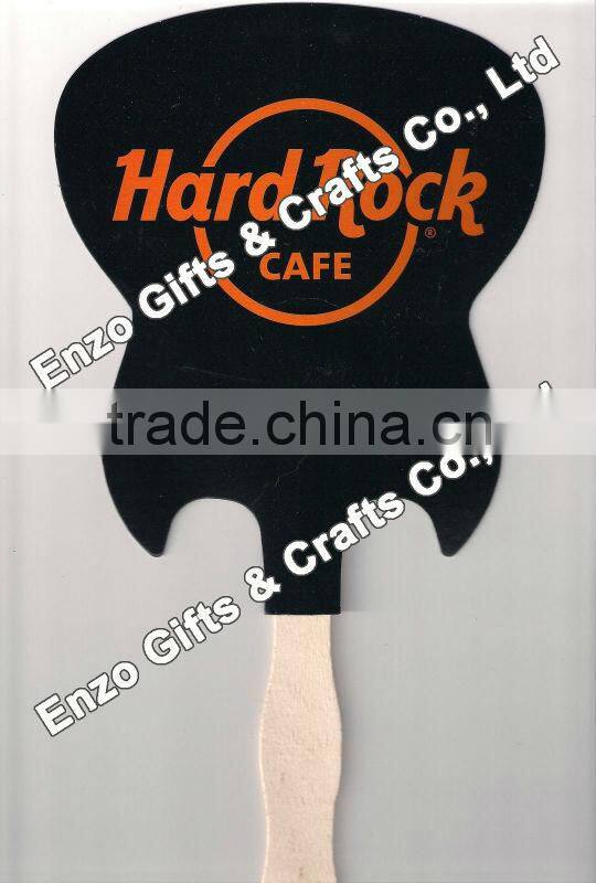 2016 promotion PP fan with stick handle, cheap handle fan for advertisment