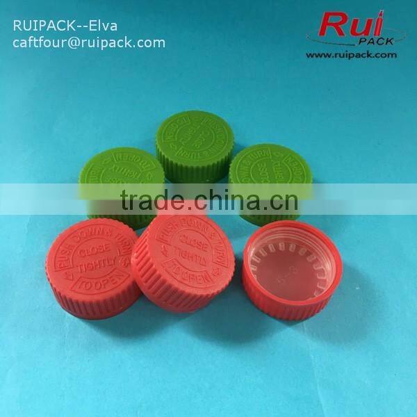 24mm child proof cap, plastic CRC cap, child proof cap for pill bottle