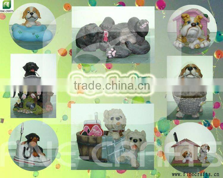 Resin dogs art indoor flower pot