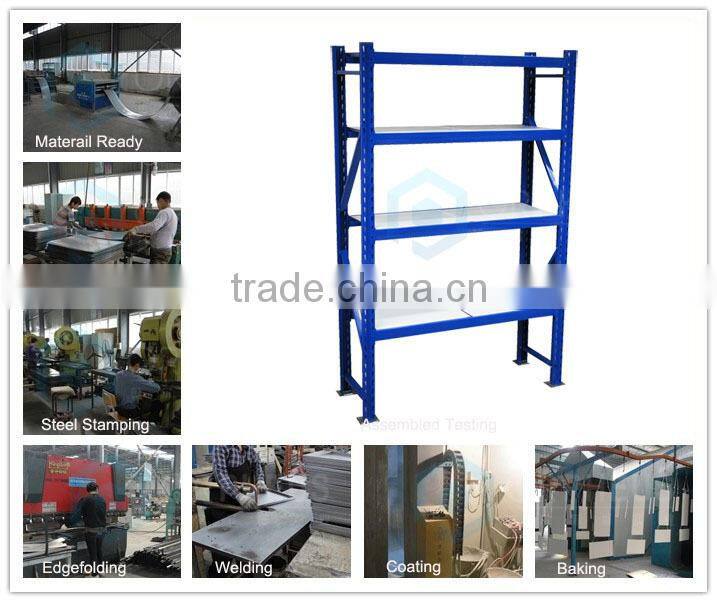 Clothing Factory Storage Rack Blue Warehouse Racking Storage Material and Garment Heavy duty Metal Shelf with 4 Tiers