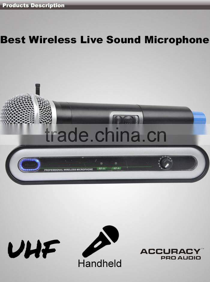 Professional Plastic Body Best Wireless Microphone For Karaoke UHF-13