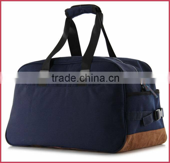 fashion cotton fabric travel duffle bag nubuck leather MOQ 500 pieces from Bag factory China