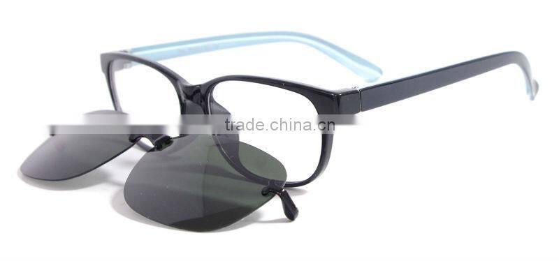 Oval TR90 Full Rim Eyeglasses With Clip On Magnetic Polarized Sunglasses No Brand For Men
