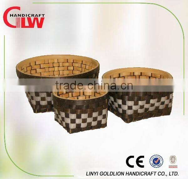 Set of 3 traditional hand woven basket with liner