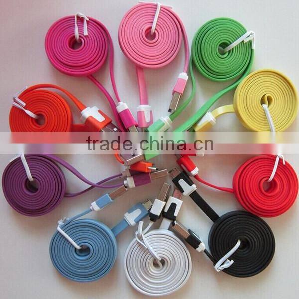 Factory supply Noodles V8 Micro usb Cable for Samsung HTC LG SONG
