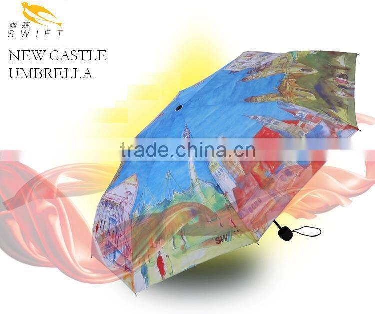 new castle pattern printing umbrella custom full print gift umbrella