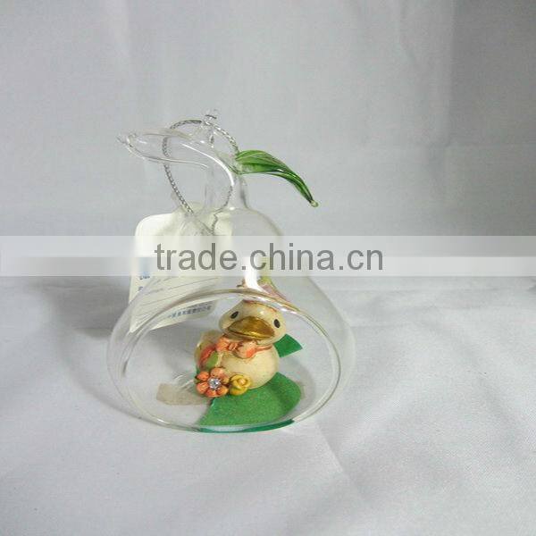 clear glass baubles with cute resin ornament