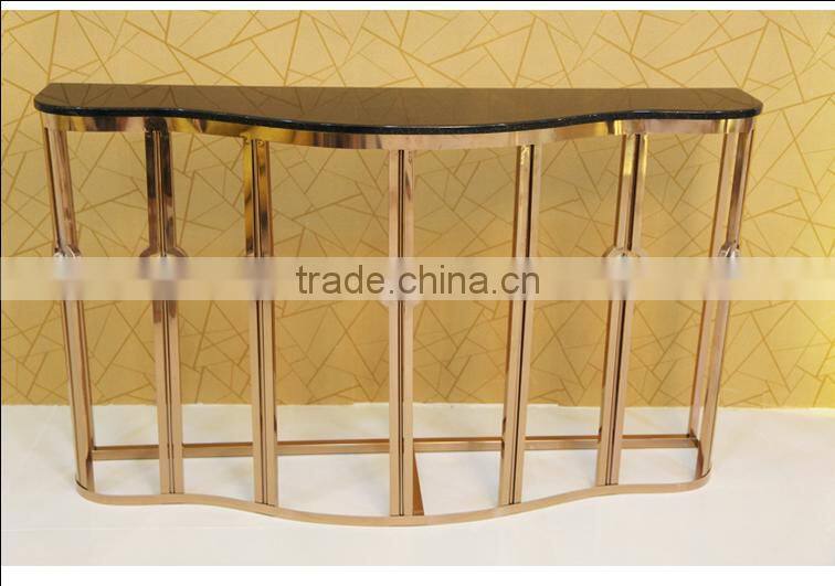 2016 Foshan Shunde Factory Supply White Marble Metal Stainless Steel Coffee Table