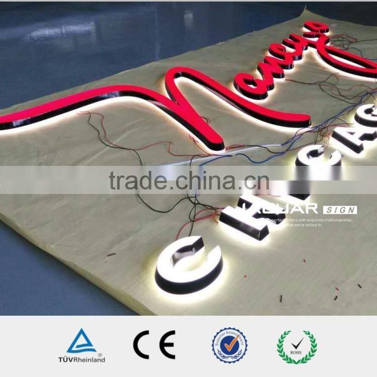Vinyl film apply side outdoor waterproof mini embossing acrylic led letter sign