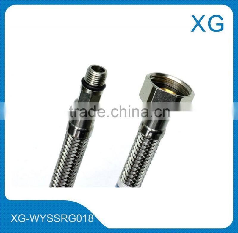 high pressure stainless steel flexible braided hose/Steel wire knitted brass gas hose/steel plumbing basin sink inlet hose