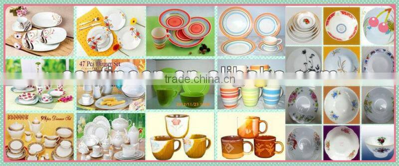 16pc round stoneware 2 tone dinnerware set dessert plate, chinaware, dish
