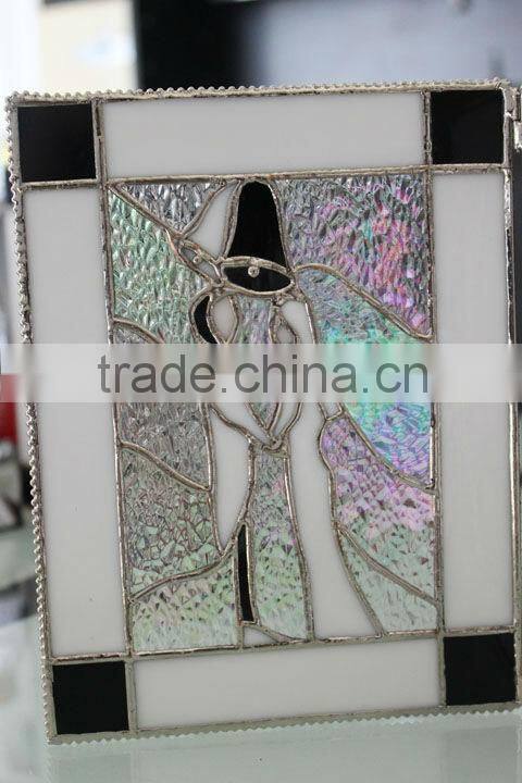 MX020038 china wholesale tiffany style rainbow shine stained glass photo picture frame for fancy wedding gift favor