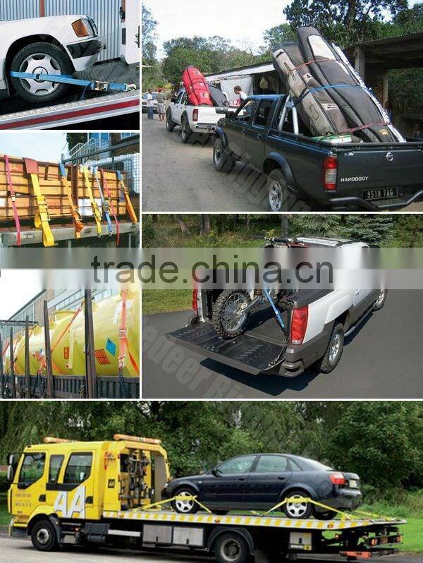 Rubber handle 2" 50mm width cargo strap J metal hooks /2inch cargo lashing 5000bs