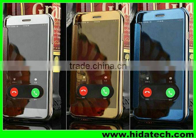Clear smart visible flip leather case for apple iPhone 6 mirror leather case