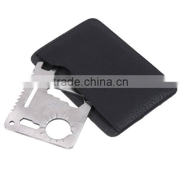 outdoor multi function portable stainless steel survival mini pocket tool card