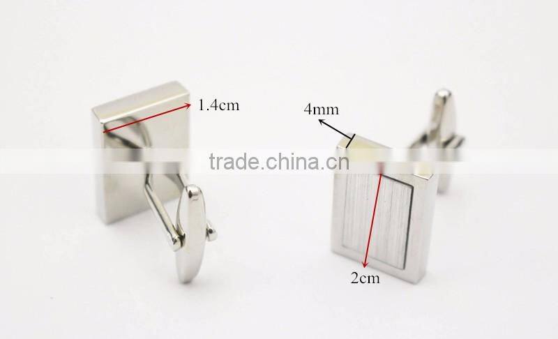 Two Tone Blank Rectangle Silver Cufflinks For Mens