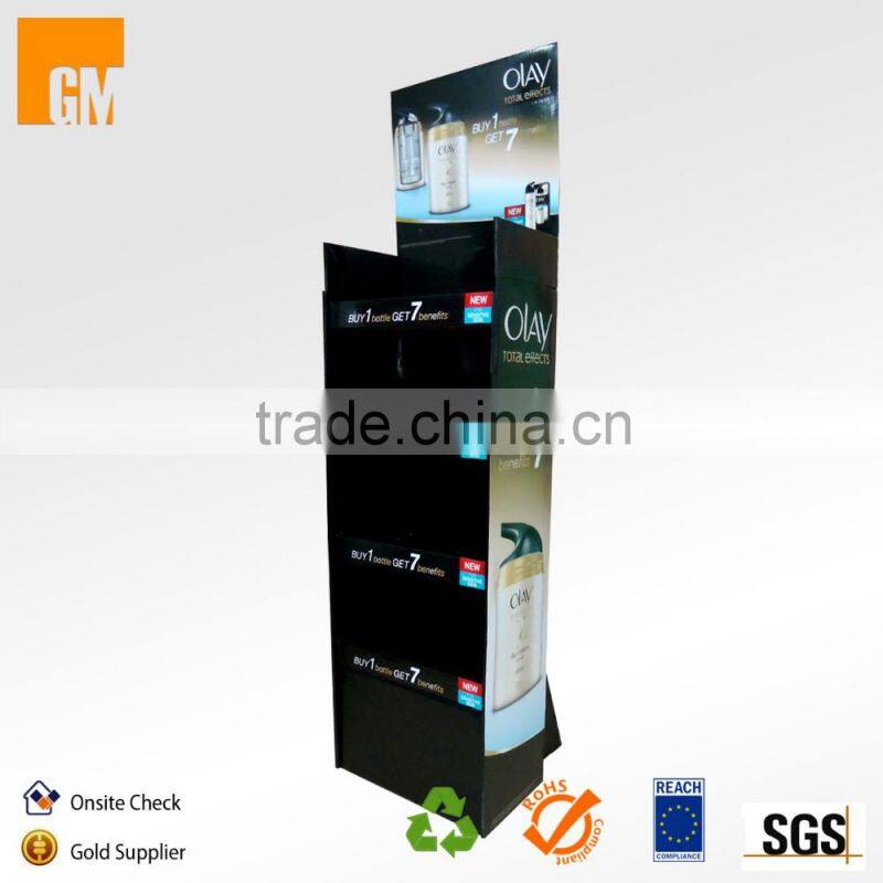 Durable Cardboard 4-Tier Floor Display Shelf for Cosmetic