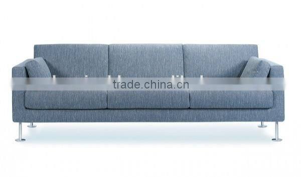the latest three seat sofa was made from metal leg and high density foam and genuine leather /PU/Fabric three/