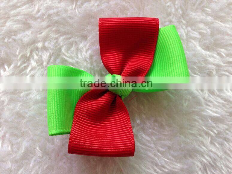 two color popular grosgrain ribbon bow,satin gift ribbon bow pre-made bow