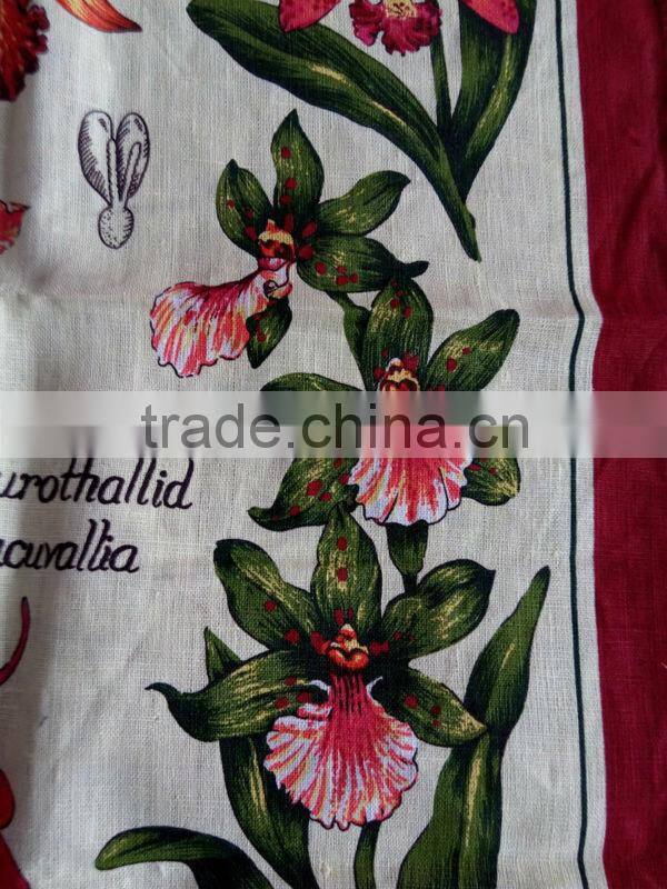 kitchen digital printed linen tea towel for home decorationl&gift,plants Flower printing