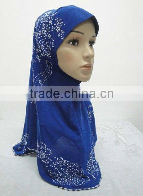 H123 new design one piece muslim hijab with rhinesones