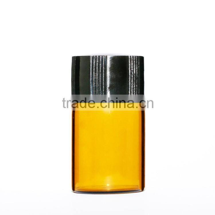 small vial glass container with lid and rubber stopper