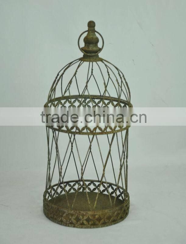 14A389MCE Rustic gold metal wire bird cages, cage for plants stand